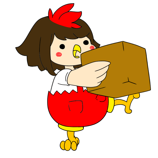 公式キャラクターちゃぼ荷物運び