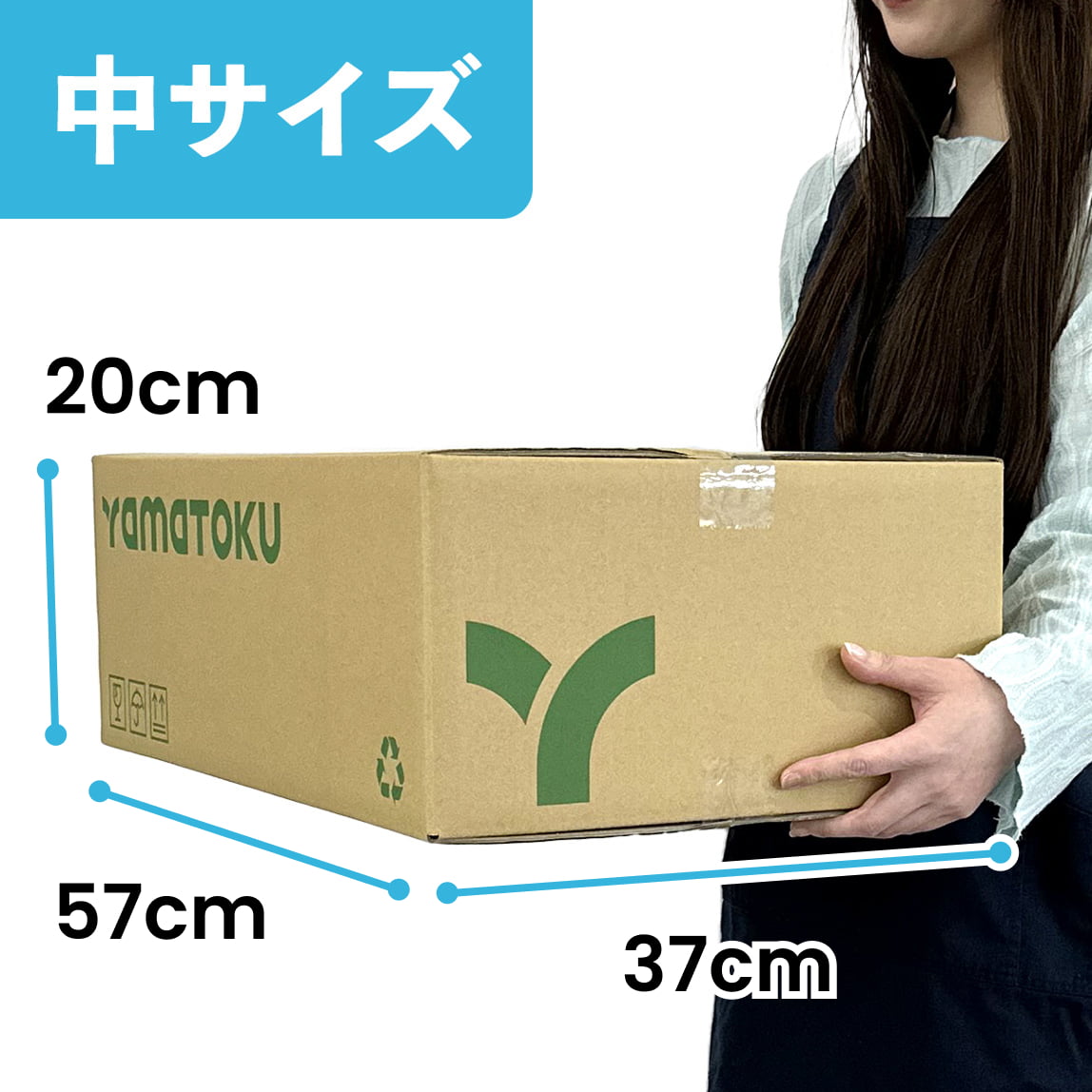 宅配キット中サイズを持った様子